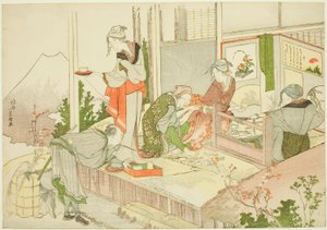 Ein Handwerkerladen, aus dem Album "Der Nebel von Sandara" von Katsushika Hokusai