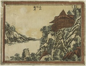 Herbstmond in Ishiyama (Ishiyama no shugetsu) aus der Serie Acht Ansichten von Omi im Ätzstil (Doban Omi hakkei)