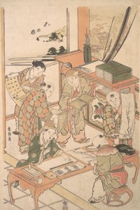 Chinesische Jungen lernen schreiben und malen, ca. 1785