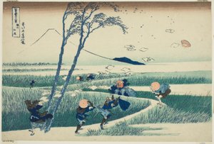Ejiri in der Provinz Suruga (Sunshu Ejiri), aus der Serie "Sechsunddreißig Ansichten des Berges Fuji (Fugaku sanjurokkei)" von Katsushika Hokusai