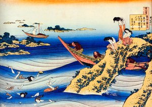 Aus der Serie Hundert Gedichte von hundert Dichtern: Ono no Takamura, ca. 1830 von Katsushika Hokusai