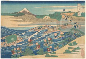 Fuji von Kanaya auf der Tōkaidō gesehen, aus der Serie Sechsunddreißig Ansichten des Berges Fuji von Katsushika Hokusai