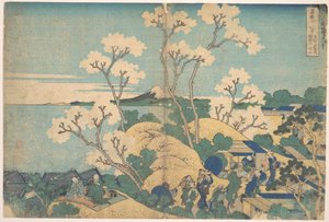 Fuji von Gotenyama bei Shinagawa auf der Tōkaidō, aus der Serie Sechsunddreißig Ansichten des Berges Fuji von Katsushika Hokusai