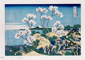 Fuji von Gotenyama in Shinagawa am Tokaido, aus der Serie Die sechsunddreißig Ansichten des Berges Fuji