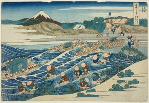 Fuji von Kanaya am Tokaido, aus der Serie "Sechsunddreißig Ansichten des Berges Fuji" von Katsushika Hokusai
