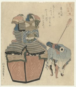 Rüstung der Tachibana-Familie mit Rollbild von Katsushika Hokusai