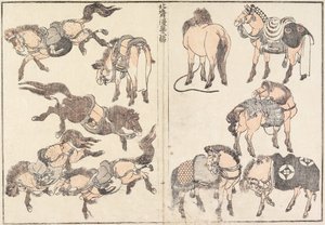 Pferde von Katsushika Hokusai