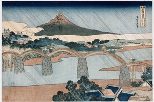 Kintai-Brücke, Provinz Suo, aus der Serie „Wunderbare Ansichten berühmter Brücken in allen Provinzen“ von Katsushika Hokusai