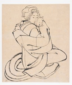 Dame mit einer Katze, Edo-Periode, ca. 1810er
