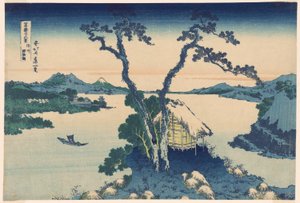 Der Suwa-See in der Provinz Shinano (Shinshu Suwako), aus der Serie "Sechsunddreißig Ansichten des Berges Fuji (Fugaku sanjurokkei)"