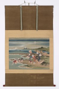 Landschaft: Muschelsammler am Ufer, spätes 18. - frühes 19. Jahrhundert von Katsushika Hokusai