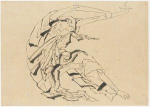 Langarmiger Mann beim Dehnen, Edo-Periode, 19. Jahrhundert von Katsushika Hokusai