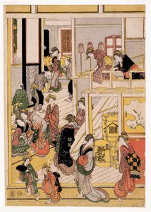 Neujahrstage im Teehaus Ogi-ya von Katsushika Hokusai