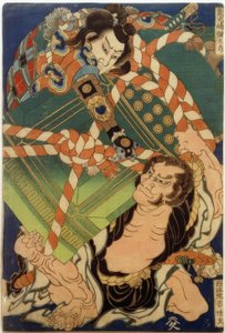 Onikojima Yatarō und Seihōin Akabōzu von Katsushika Hokusai