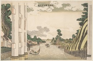 Bild des Sumida-Flusses, gesehen von unterhalb der Azuma-Brücke, ca. 1830