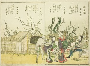 Pflaumengarten (Umeyashiki), aus Bd. 1 des illustrierten Buches „Schöne Ansichten der östlichen Hauptstadt auf einen Blick (Toto shokei ichiran)" von Katsushika Hokusai