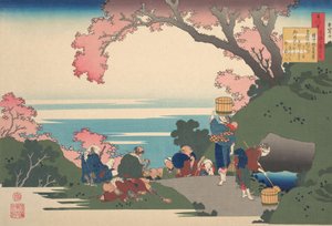 Gedicht von Gon-chunagon Masafusa Oe no Masafusa, aus der Serie Einhundert Gedichte erklärt..., 1921
