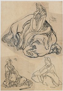 Vorbereitende Skizze für die Kurtisane Eguchi als Bodhisattva Fugen, Edo-Periode, ca. 1806-1811