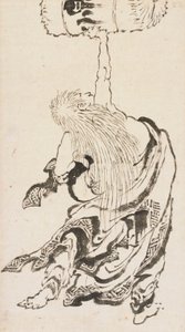 Shojo hebt ein Sake-Fass von Katsushika Hokusai