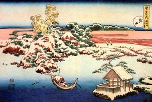 Schneelandschaft am Sumida-Fluss, ca. 1832