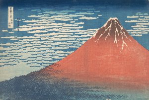 Südwind, klarer Himmel Gaifu kaisei, auch bekannt als Roter Fuji, aus der Serie Dreißig..., ca. 1830-32