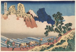 Der Rücken des Berges Fuji vom Minobu-Fluss aus gesehen (Minobugawa Urafuji), aus der Serie Sechsunddreißig Ansichten des Berges Fuji (Fugaku sanjurokkei) von Katsushika Hokusai