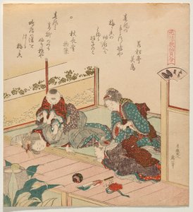 Die Grabenmuschel (Mizogai), aus der Serie Spiel der unsterblichen Genroku-Ära-Gedichte mit Muscheln (Genroku Kasen kai awase)