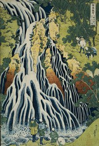 Der Kirifuri-Wasserfall am Mt. Kurokami in der Provinz Shimotsuke, aus der Serie "Eine Reise zu den Wasserfällen aller Provinzen" von Katsushika Hokusai