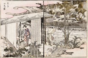 Das Restaurant Ebiya in Oji. Aus der Serie Vergnügungen in der östlichen Hauptstadt, 1802 von Katsushika Hokusai