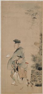 Zwei Unterhalter spazieren am Neujahr, Edo-Periode, ca. 1798-1801