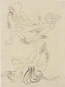 Zwei Männer entspannen sich im Sommer, Edo-Periode (Tinte auf Papier) von Katsushika Hokusai