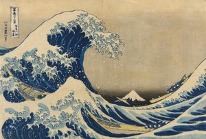 Unter der Welle vor Kanagawa, auch bekannt als Die große Welle, aus der Serie "36 Ansichten des Berges Fuji"