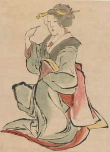 Frau nach rechts gewandt, winkend, spätes 18. bis frühes 19. Jahrhundert von Katsushika Hokusai