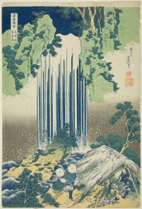 Yoro-Wasserfall in der Provinz Mino (Mino no kuni Yoro no taki), aus der Serie Rundgang zu den Wasserfällen in verschiedenen Provinzen (Shokoku Takimeguri) von Katsushika Hokusai