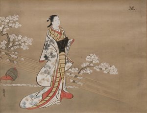 Parodie auf Murasaki, aus Lavender Wakamurasaki, Kapitel 5 der Geschichte von Genji, 18. Jahrhundert von Kawamata Tsuneyuki