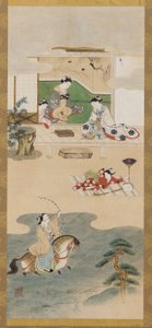 Parodie der Geschichte von Nasu no Yoichi, Edo-Zeit, 1615-1868 von Kawamata Tsuneyuki