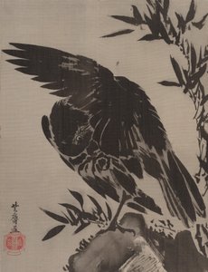 Krähe auf einem Felsen, ca. 1887