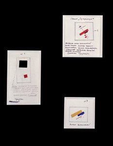 Entwurf für suprematistische Brosche Nr. 1, 2 und 3, ca. 1916-20
