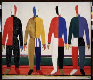 Sportler (Vier Männer in bunten Sportkleidern) von Kazimir Severinovich Malevich