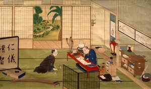 Studie eines Kalligraphen, von Kawahara Keiga, Aquarell, Japan, japanische Zivilisation, Anfang des 19. Jahrhunderts