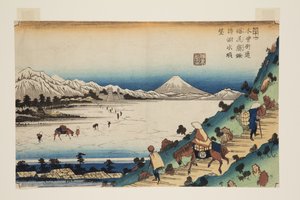 Nr. 31, Shiojiri-Pass: Blick auf den Suwa-See von Keisai Eisen