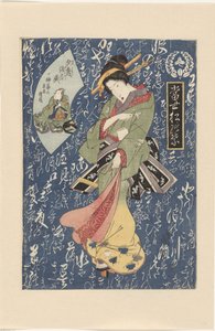 Geisha im grün-gelben Kimono von Keisai Eisen