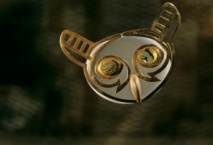 Moche; Bestattungen; Huaca Dos Cabezas-Jecetepeque, Goldene Eulennasenverzierung