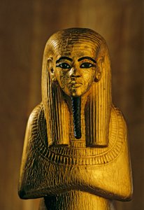 Statue von Duamutef; Gold; Holz, KV 62. Duamutef war in der altägyptischen Religion...