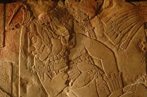 Tempel 19 Thronbank, Palenque, Mexiko, Schnitzerei von Akhal Mo Nab, 2005 (Foto) von Kenneth Garrett
