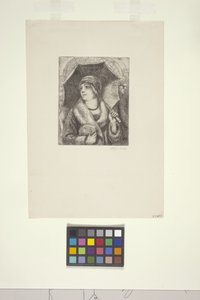 Einkäufer mit Regenschirm von Kenneth Hayes Miller