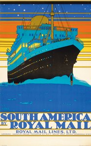 Poster, das Südamerika durch Royal Mail Lines bewirbt von Kenneth Shoesmith