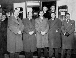 Auf dem Weg nach Wolverhampton für das England gegen Wales Fußballspiel, 1936