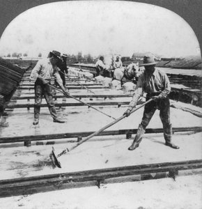 Solare Verdunstung, Salzherstellung, Syracuse, New York, USA, 20. Jahrhundert von Keystone View Company