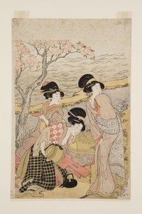 Eine Sake-Party am Meer von Kitagawa Utamaro